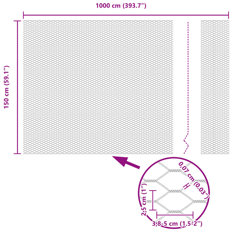 Vidaxl Hexagon Fence Steel, Green, 150cm H x 1000cm W
