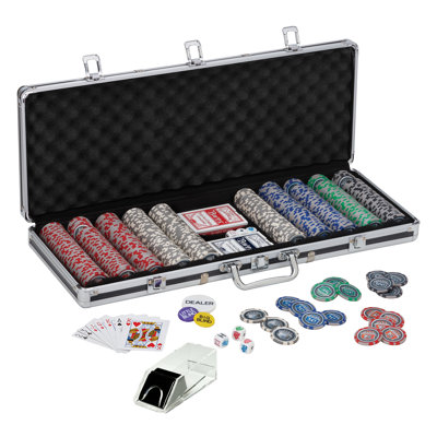 Bling 13.5 Grams 500Ct Poker Chip Set and Fat Cat Four Deck Card Shoe