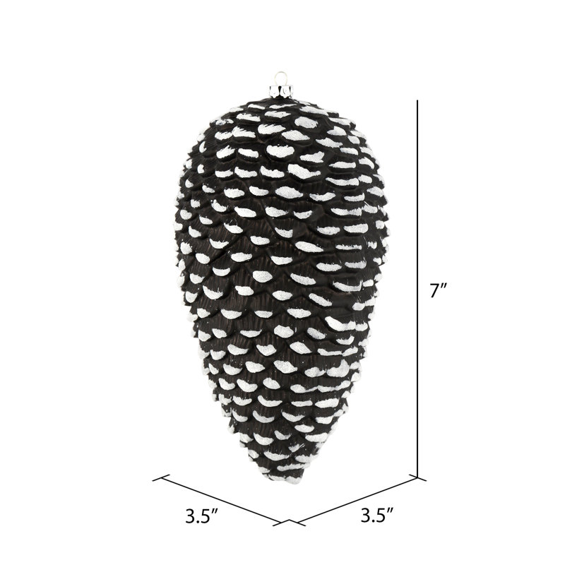 Ornement de Noël pomme de pin mat scintillant, Noir