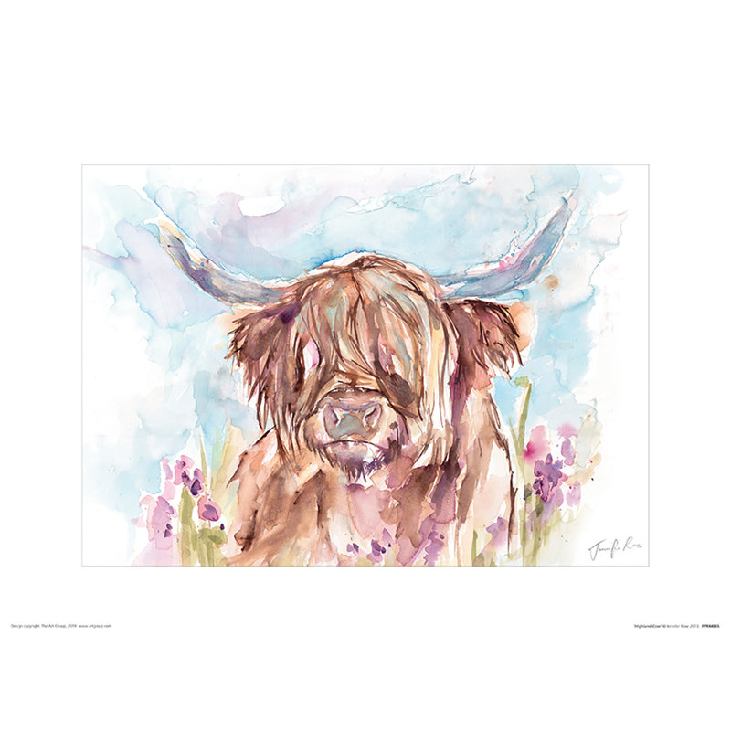 Highland Cow by Jennifer Rose - No Frame Painting, 30 cm H x 40 cm W