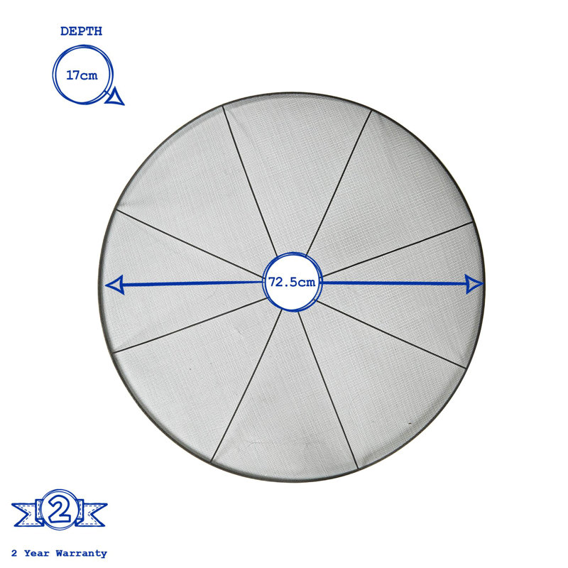 Harbour Housewares - Round Fire Pit Spark Guard - 72.5cm - Grey
