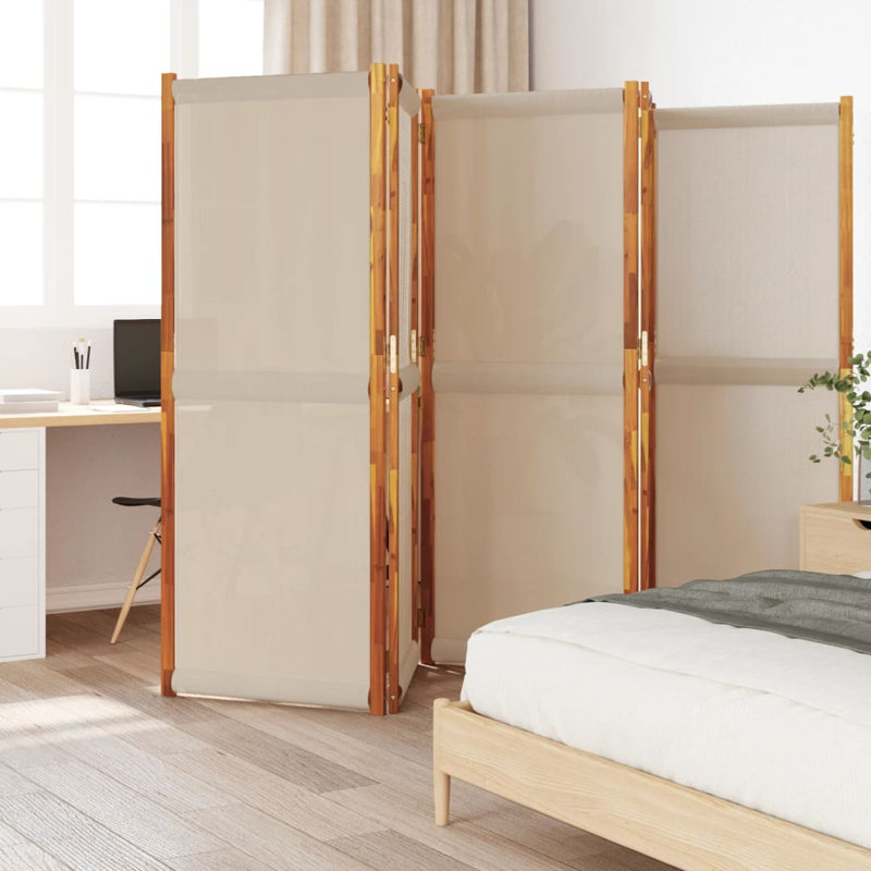 Metts 457.2cm H Solid Wood Folding Room Divider, 180cm H x 350cm W, 5, Taupe