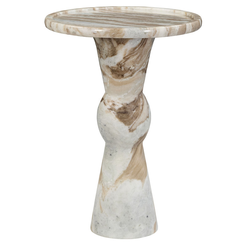 Table d'appoint ronde en marbre Zuria, Blanc / Brun