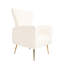 Fauteuil à oreilles en velours avec structure dorée - simple rembourré blanc pour toutes les pièces