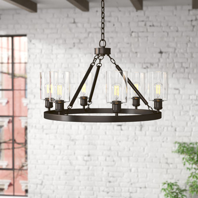 Lustre en roue de chariot à 6 lumières de style bougie Nicolao