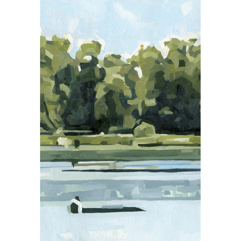 River Day II by Emma Caroline - Painting, Black Floater Framed, 46 cm H x 30 cm W