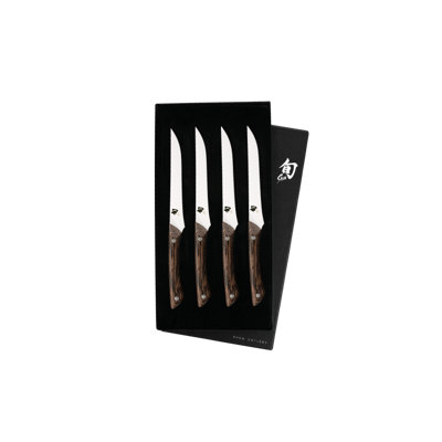 Ensemble de 4 couteaux à steak naturel Shun Shima, 5 couteaux à steak Shima, ensemble de couteaux japonais fabriqués à la main dans une boîte de présentation, pales japonaises en acier inoxydable AUS8A, poignées Tagayasan