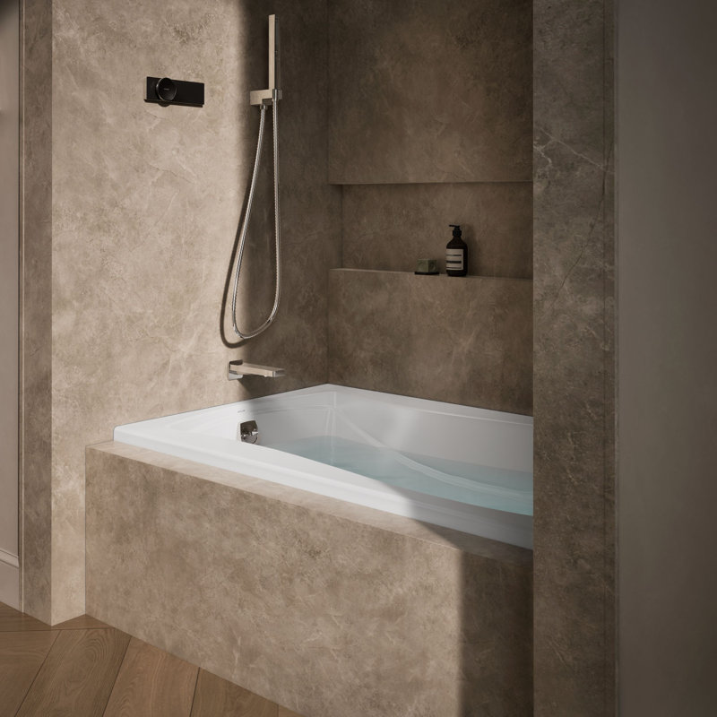 Mariposa 60" x 36" Drop in Soaking Bathtub, Blanc, Gauche