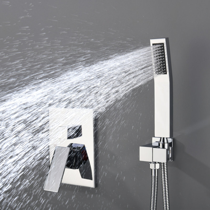 Bathroom Luxury Rain Mixer Combo Set Wall Mounted Rainfall Shower Head System Polished Chrome, (Contain Faucet Roughin Valve Body And Trim)