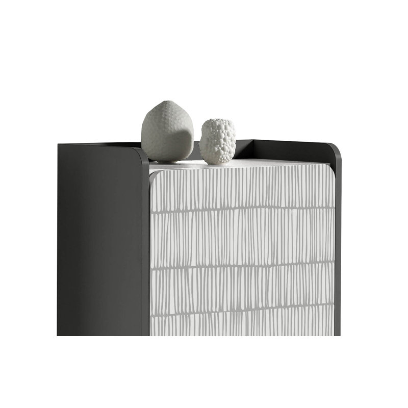 11 Pair Shoe Storage Cabinet, Jet Black-White