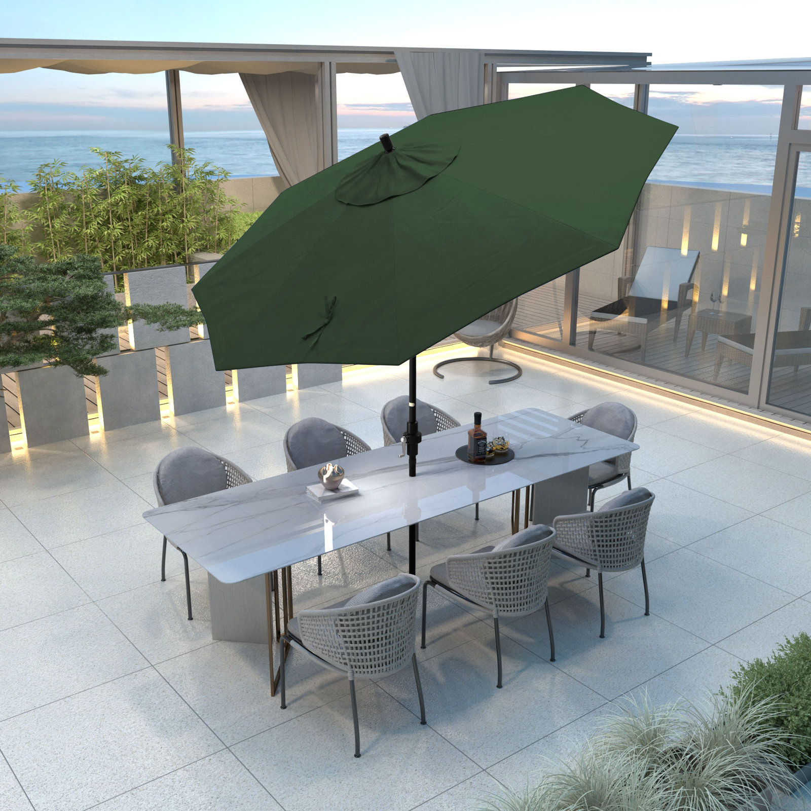 Savi 9' Umbrella, Pacifica Hunter Green Performance Canvas
