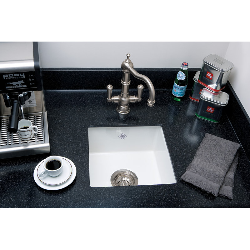 Lancaster 15" Single Bowl Fireclay Bar/Food Prep Kitchen Sink, White