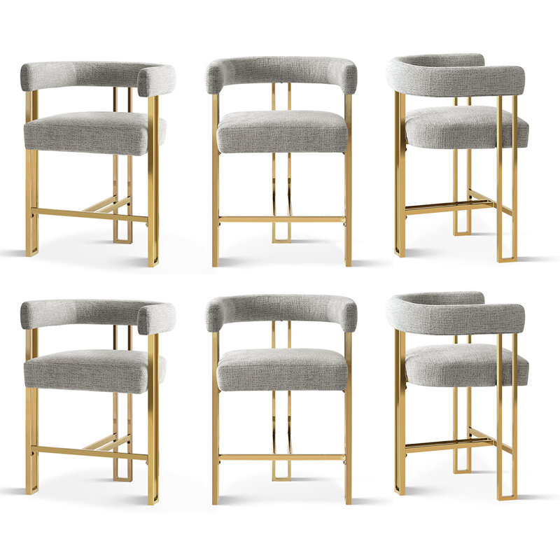 Tabouret de comptoir 25 "en chenille 25" (ensemble de 6), Gris