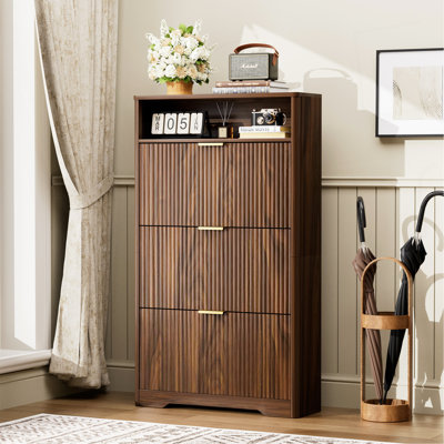 Shoe Cabinet Storage for Entryway Hidden Shoes Storage Cabinet with 2 Flip Drawers