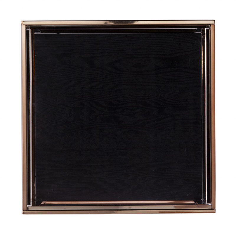 Champagne Finish Metal and Glass Rectangular End Table