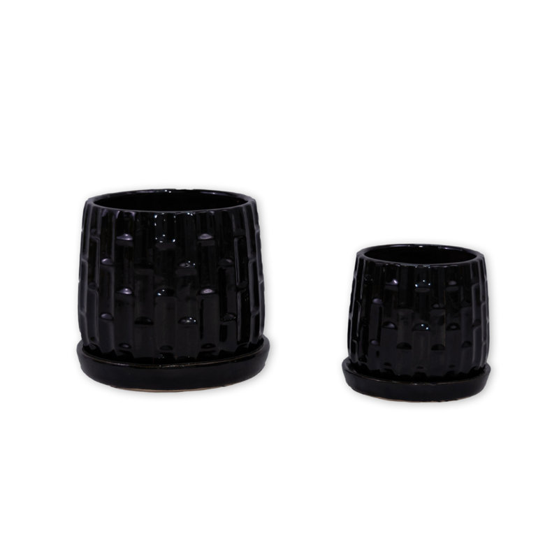 Black Ceramic Product Planter For Terrace, Garden, Windowsill, Etc. (2 Pieces)