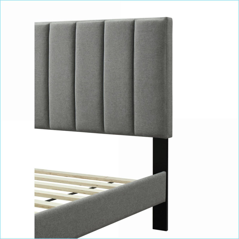 Lit simple en polyester gris dans une boîte avec port USB et amp; Tête de lit Channel pour chambre d'amis