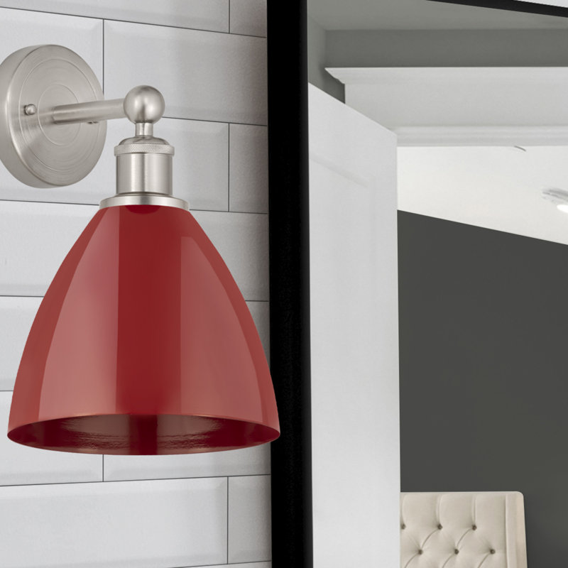 Applique à bras en métal, Rouge, Nickel satiné brossé