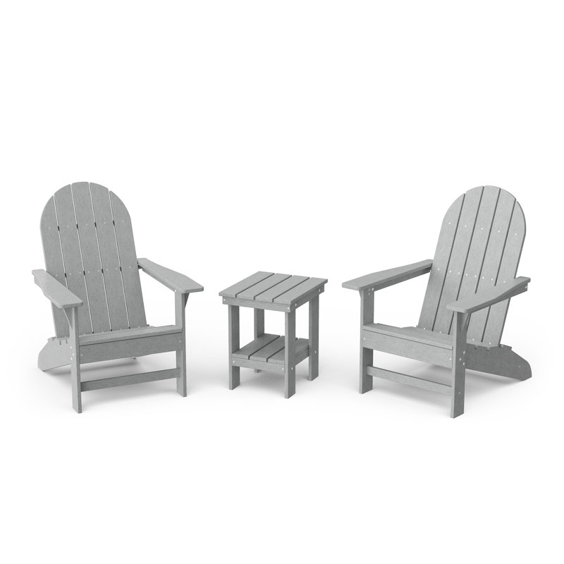 Ensemble Adirondack traditionnel 3 pièces avec table d'appoint Freedom, Gris clair