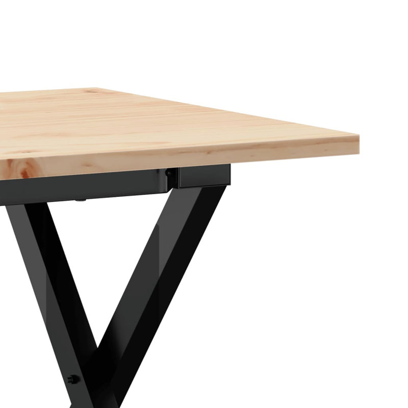 Coffee Table X-Frame Solid Wood Pine And Steel, 45cm H x 100cm W x 50cm D