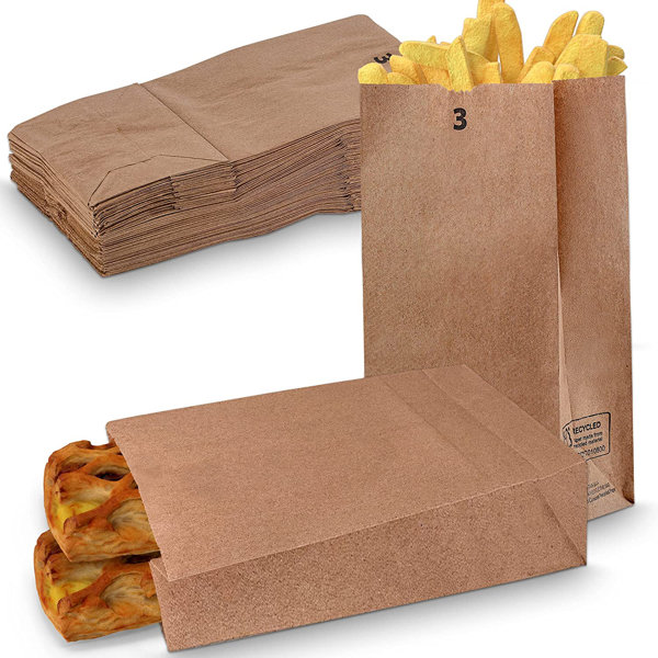 Bag Tek Kraft Paper French Fry / Snack Bag - 4 1/4 x 1 1/2 x 6 1