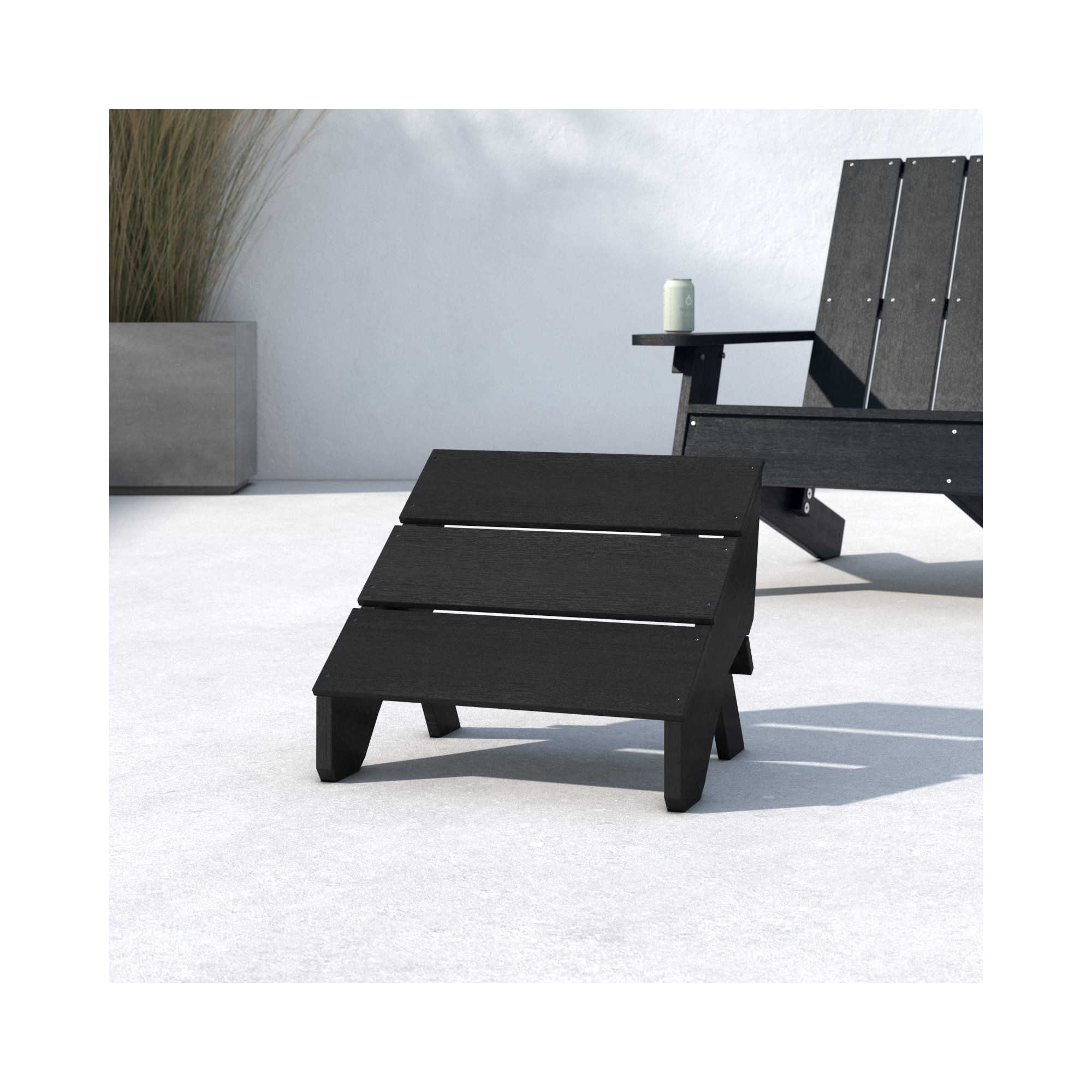 Byrnes Outdoor Ottoman, Black