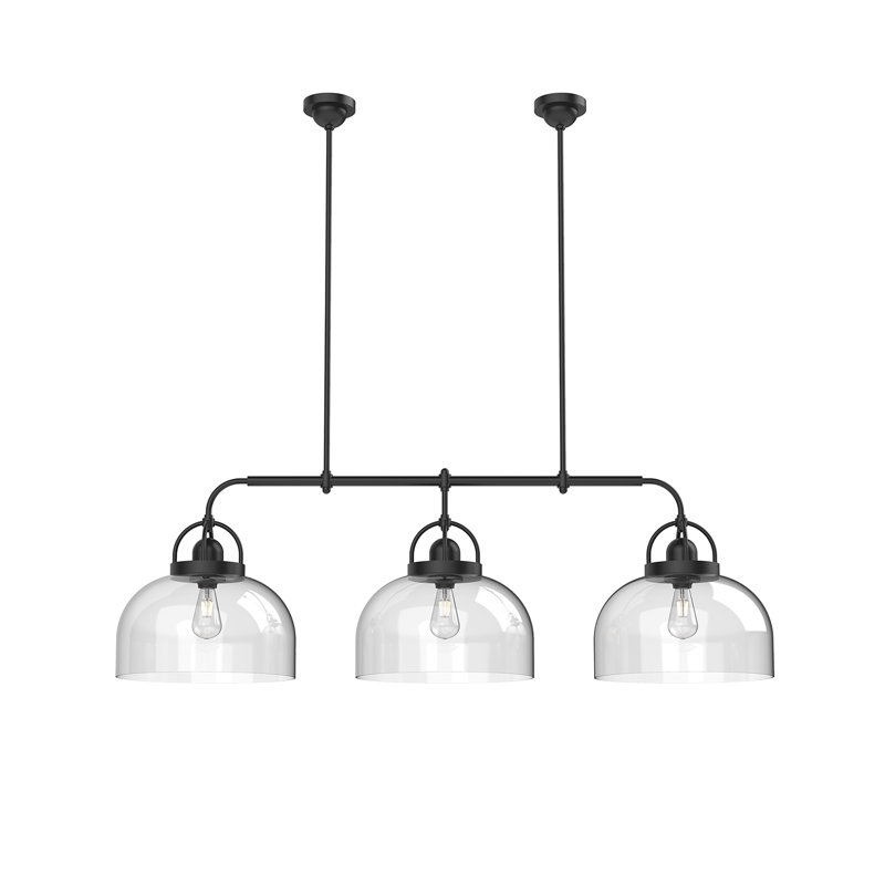 Luminaire suspendu linéaire à 3 lumières pour îlot de cuisine Lancaster, Noir mat
