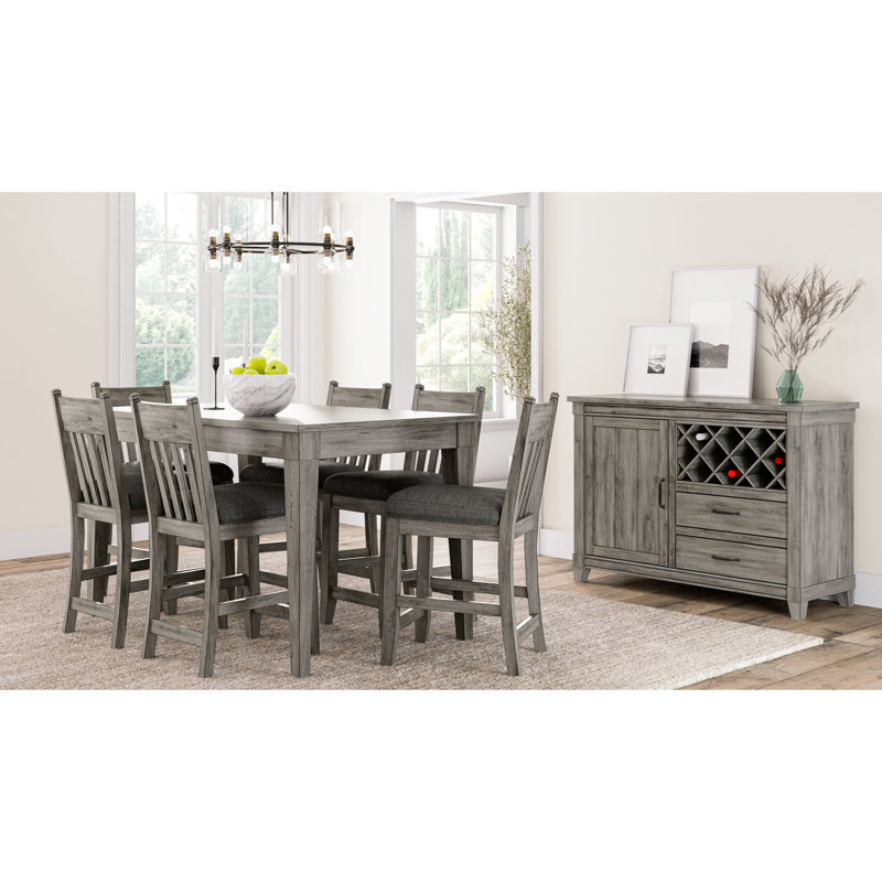 Rustic Grey Counter Height Dining Table, 60" L X 36" W, Solid Wood + , Perfect For Parties Long And Wide Sewing