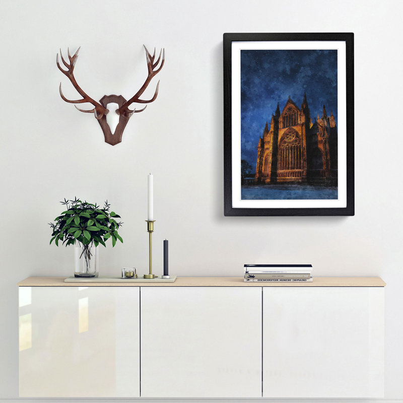 Lincoln Cathedral in England - Framed Print, 33cm H x 24cm W x 2cm D, Black Framed