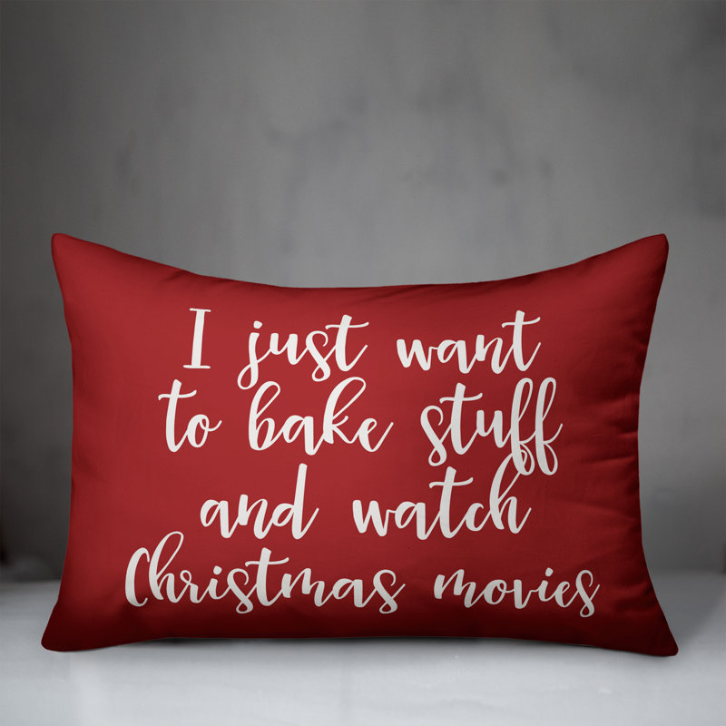  Bake Stuff and Watch Christmas Movies Lumbar Pillow, Red