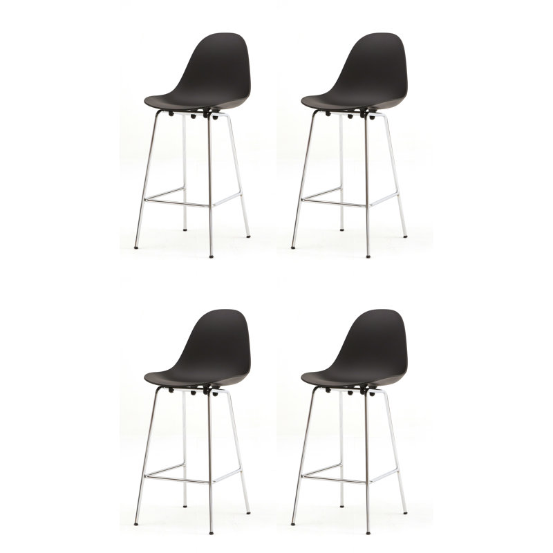 Tabouret de bar et de comptoir TA, Noir, Chrome, Tabouret de comptoir (siège d'une hauteur de 25,6