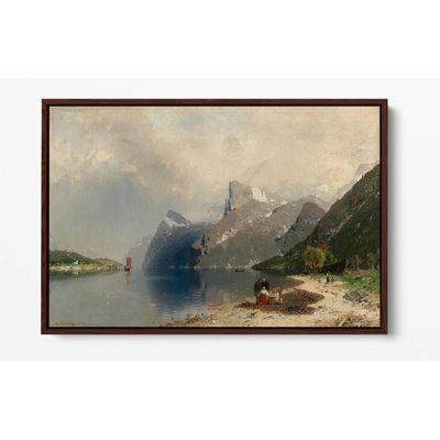 Georg Anton-Rasmussen fjord landscape 1894 Canvas Floater Frame Print Art - Walnut Frame