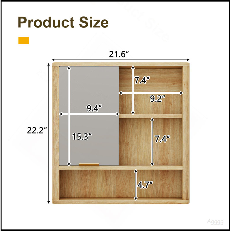 Armoire de rangement murale en bois naturel avec rangement en bois aggloméré