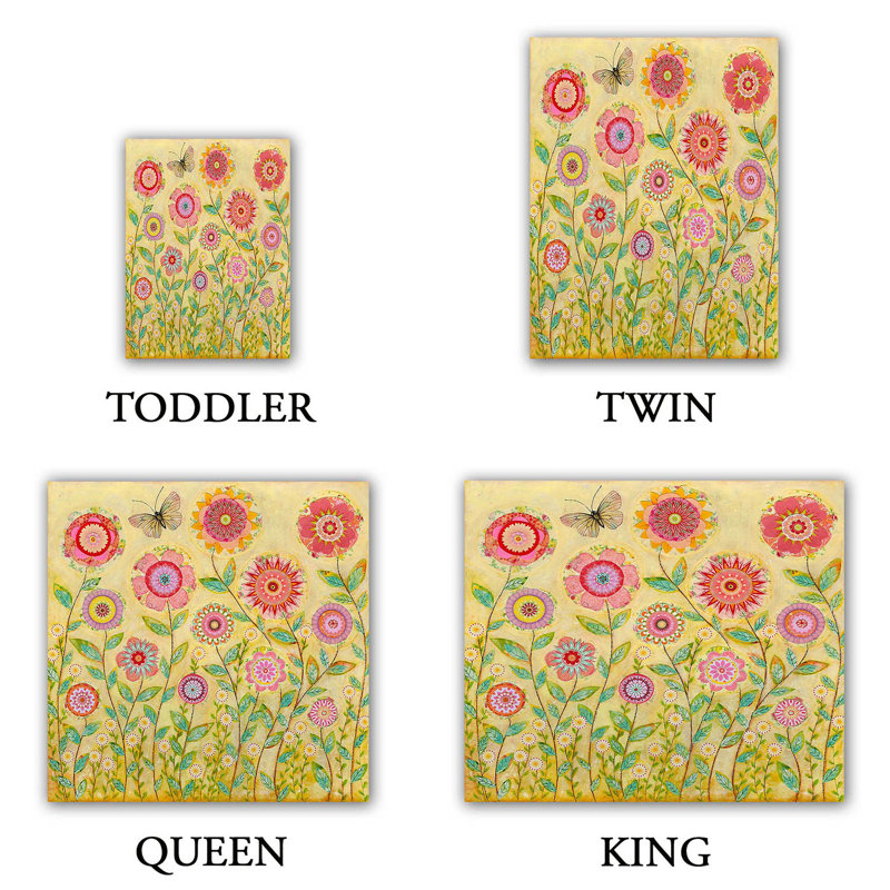 Ensemble de housse de couette avec papillon floral de juillet, 1 housse simple + 1 taie standard