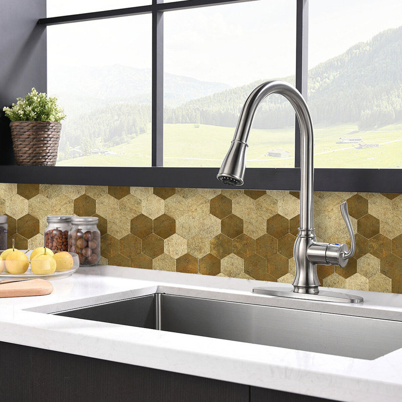 Large Luxe Gold HexaStyle Aluminum Peel and Stick Tile Size:290 x 288 x 4 mm (Pack of 4)