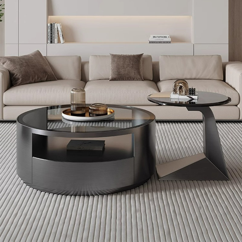 Table basse ronde simple et moderne en verre
