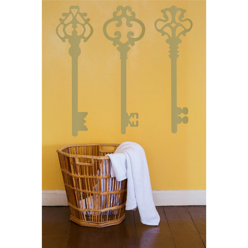 Décalcomanie murale clés squelettes, H 45 po x l 46 po x P 0,01 po, Or