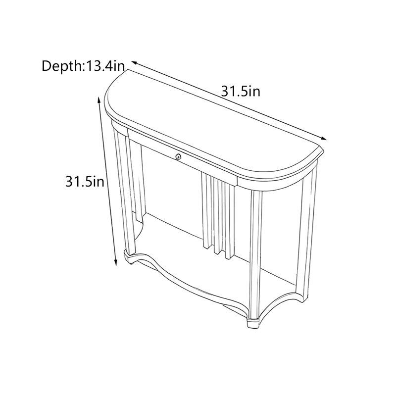 Console en bois d'hévéa massif, H 31,5 po x l 31,5 po x P 13,4 po, Blanc