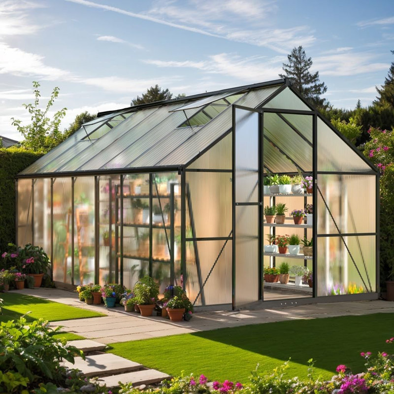 Serre pour l'extérieur, serre en polycarbonate de plain-pied, H 77,1 po x l 70 po x P 110,2 po