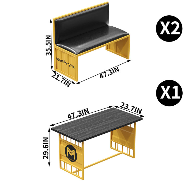Solid Wood Top Trestle Base Dining Set, 29.6”H x 47.3”L x 23.7”W, Yellow