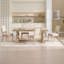 Chaises de salle à manger démontables de style français rembourrées à dossier carré beige, avec sculpture et tréfilage, toile de coton confortable avec dessin, bois massif