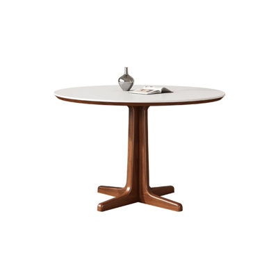 White&Walnut Round Sintered Stone Dining table
