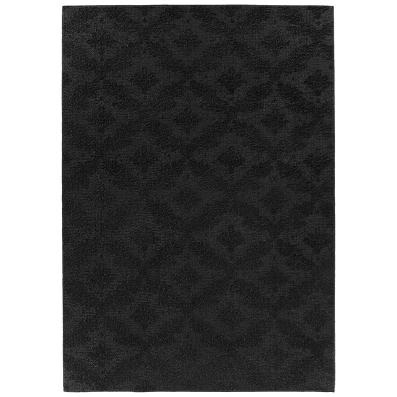 Tapis noir touffeté à motif géométrique Spafford, Rectangle 6 pi x 9 pi