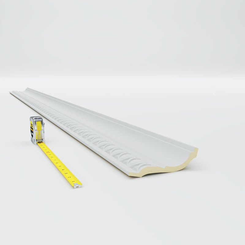 Primed White Polyurethane Egg & Dart Crown Moulding Sample, 12" Length