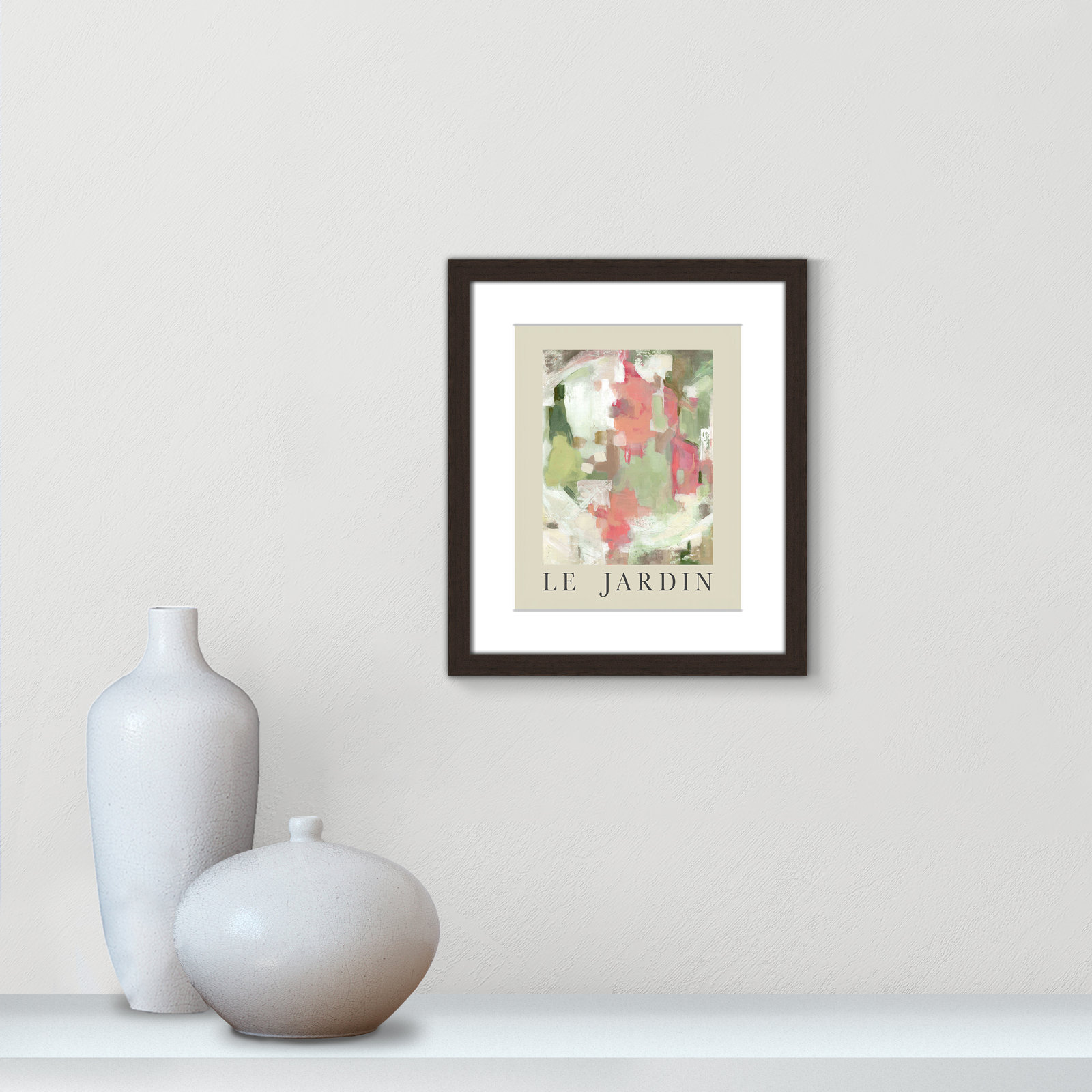 Riya "Le Jardin" Print by Carol Robinson, Walnut Single Picture Frame, Yes, 15" H x 13" W x 1.25" D