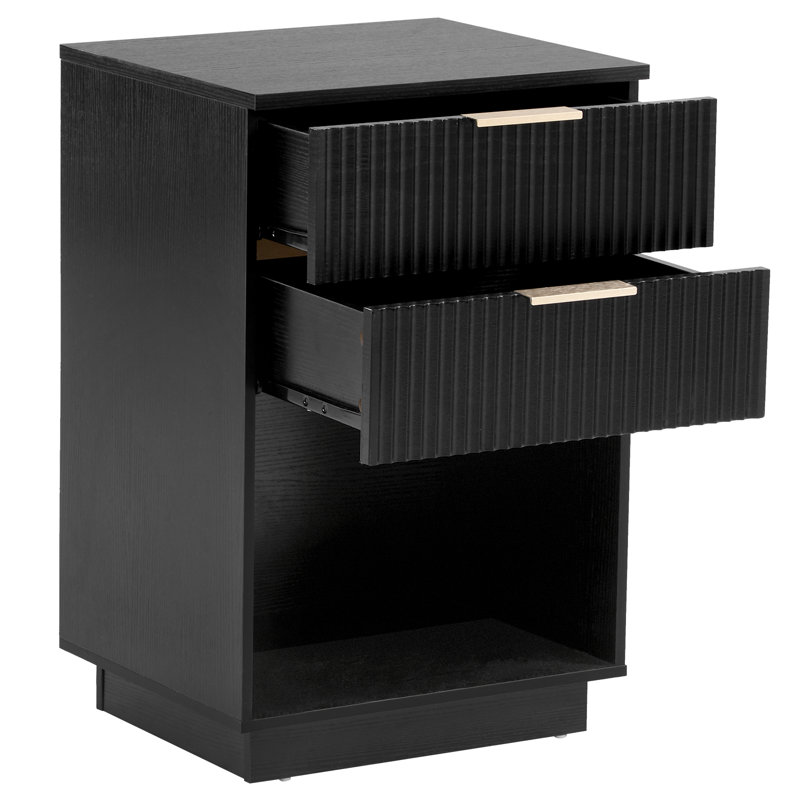 Nightstand With Two Drawers, Black