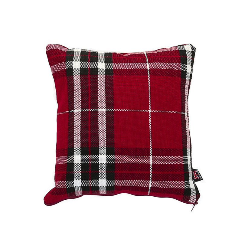 Chagnon Plaid Square Throw Cushion, Red, Small