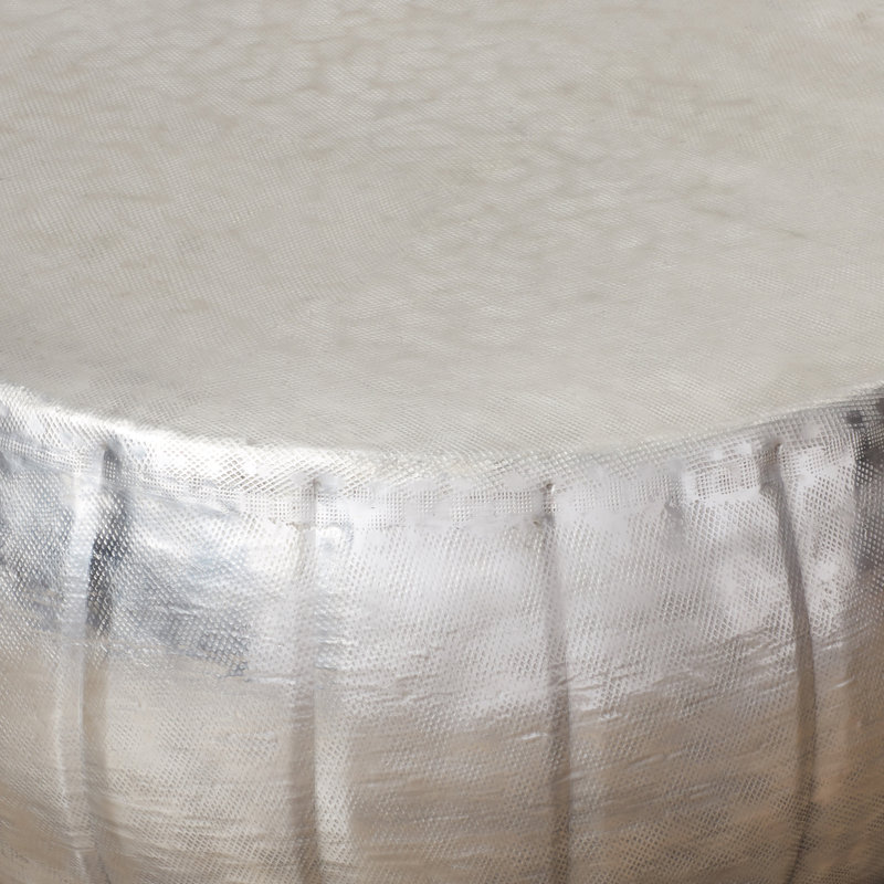 Silver Polished Round Metal Cocktail Table
