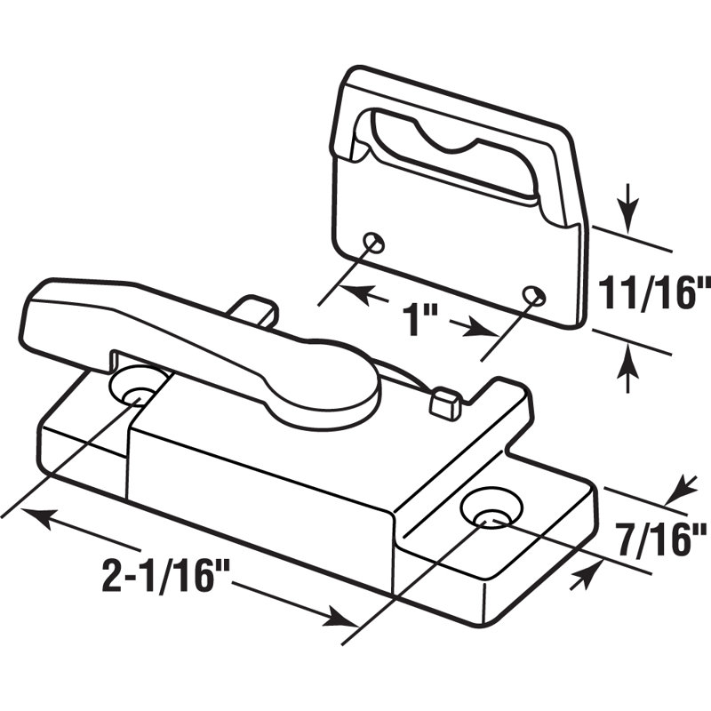 Sash Lock w/Face-Mount Keeper, For Vertical Sliding Windows, Diecast Zinc, White (Single Pack), 5.4" H x 3.8" W x 1.15" D