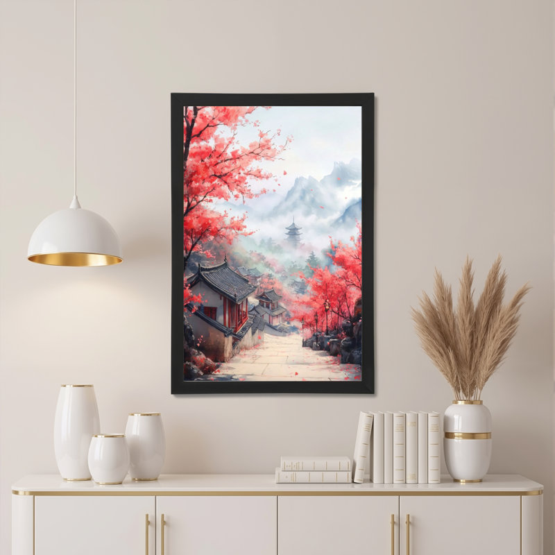 Fleurs de cerisier japonaises sur toile tendue, impression sur toile, ensemble de 1, H 24 po x l 16 po